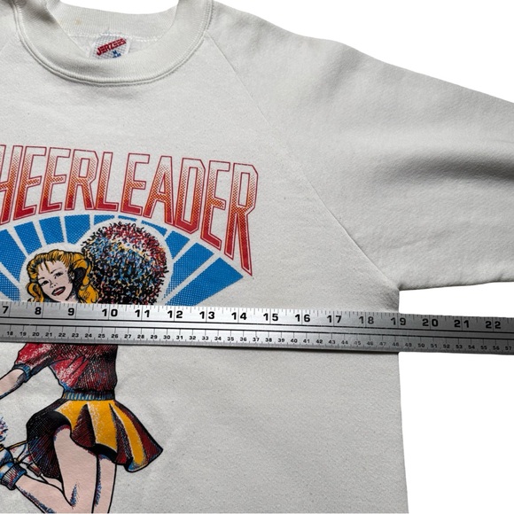 Vintage 90s Cheerleader Pullover Sweatshirt Jerzees Medium Flaws - Picture 5 of 7